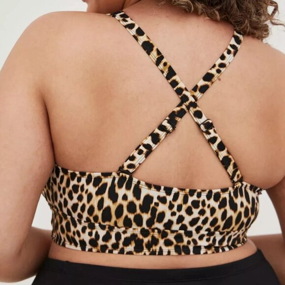 Torrid Wireless XO Triangle Swim Top Bikini Leopard Animal Cheetah Plus 2X $75 - Picture 2 of 16